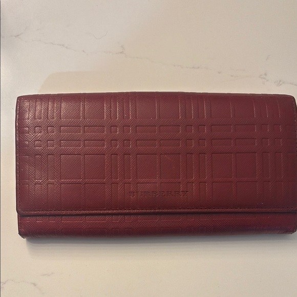Burberry Burgundy Embossed Wallet - Picture 1 of 7